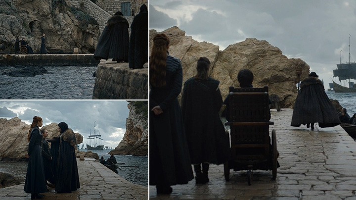 Sansa, Arya and new King Bran meet Jon before he leaves